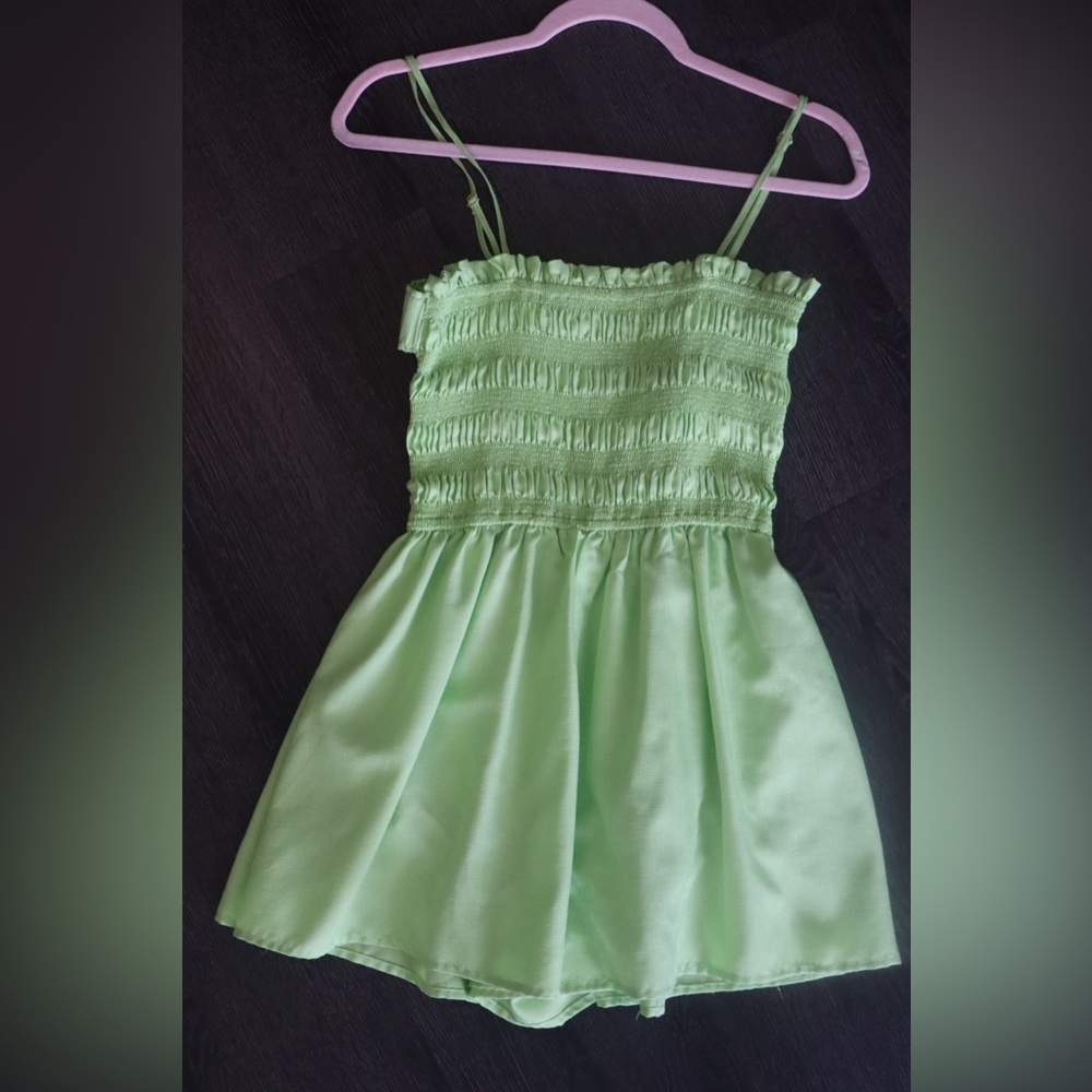 Green Back Detailed Romper Size: Small